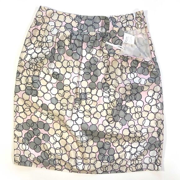 Escada Silk Pleated Geometric Skirt Pink Gray Sz 8 - Picture 5 of 10
